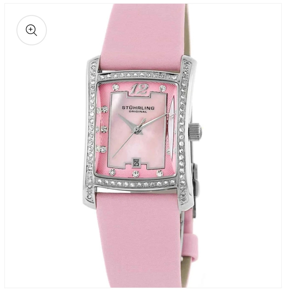 NWT In Box Stuhrling Pink Band Mother Of Pearl Watch Gatsby La Femme 145CL